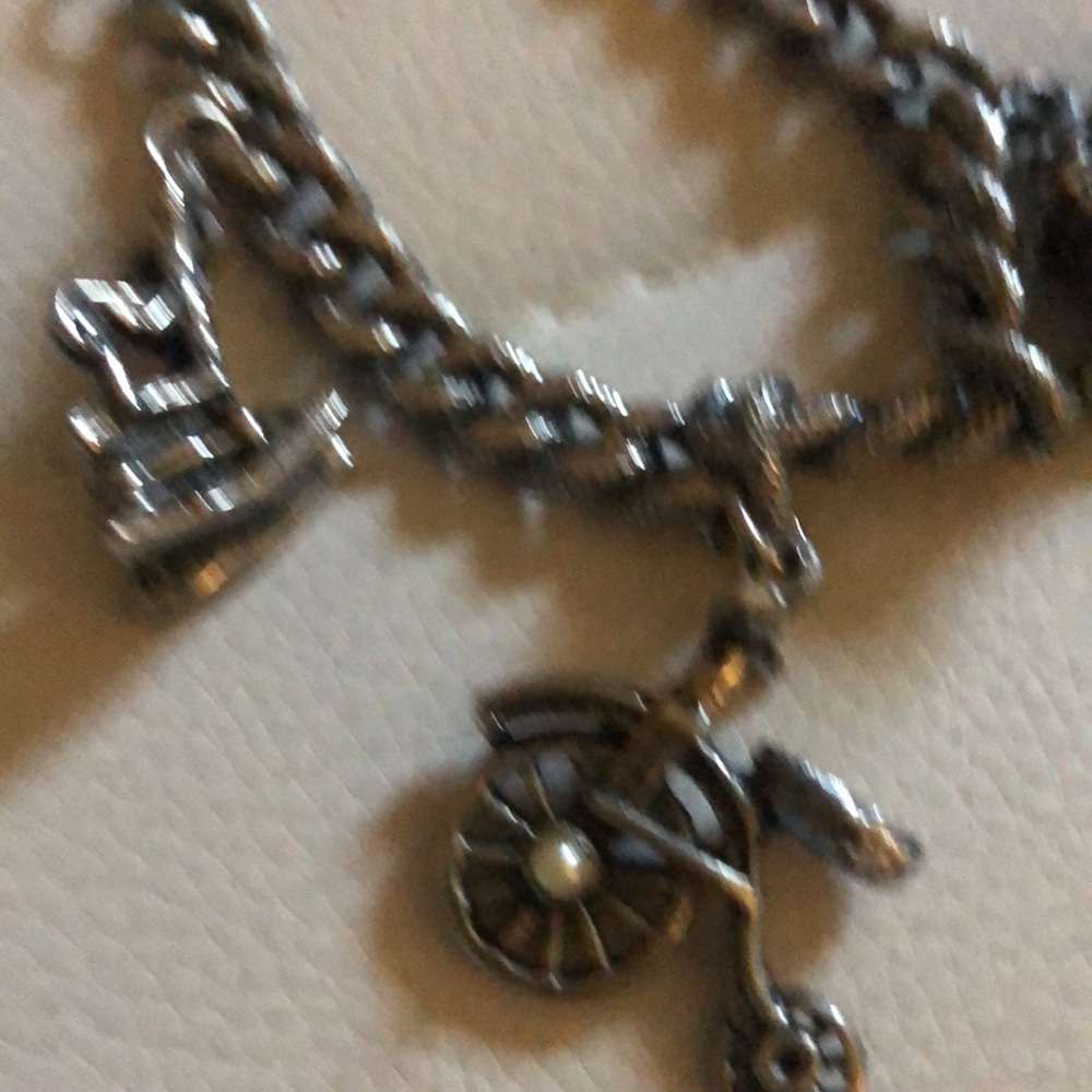 Vintage Silver Charm Bracelet with Turquoise Accents - Picture 3 of 9
